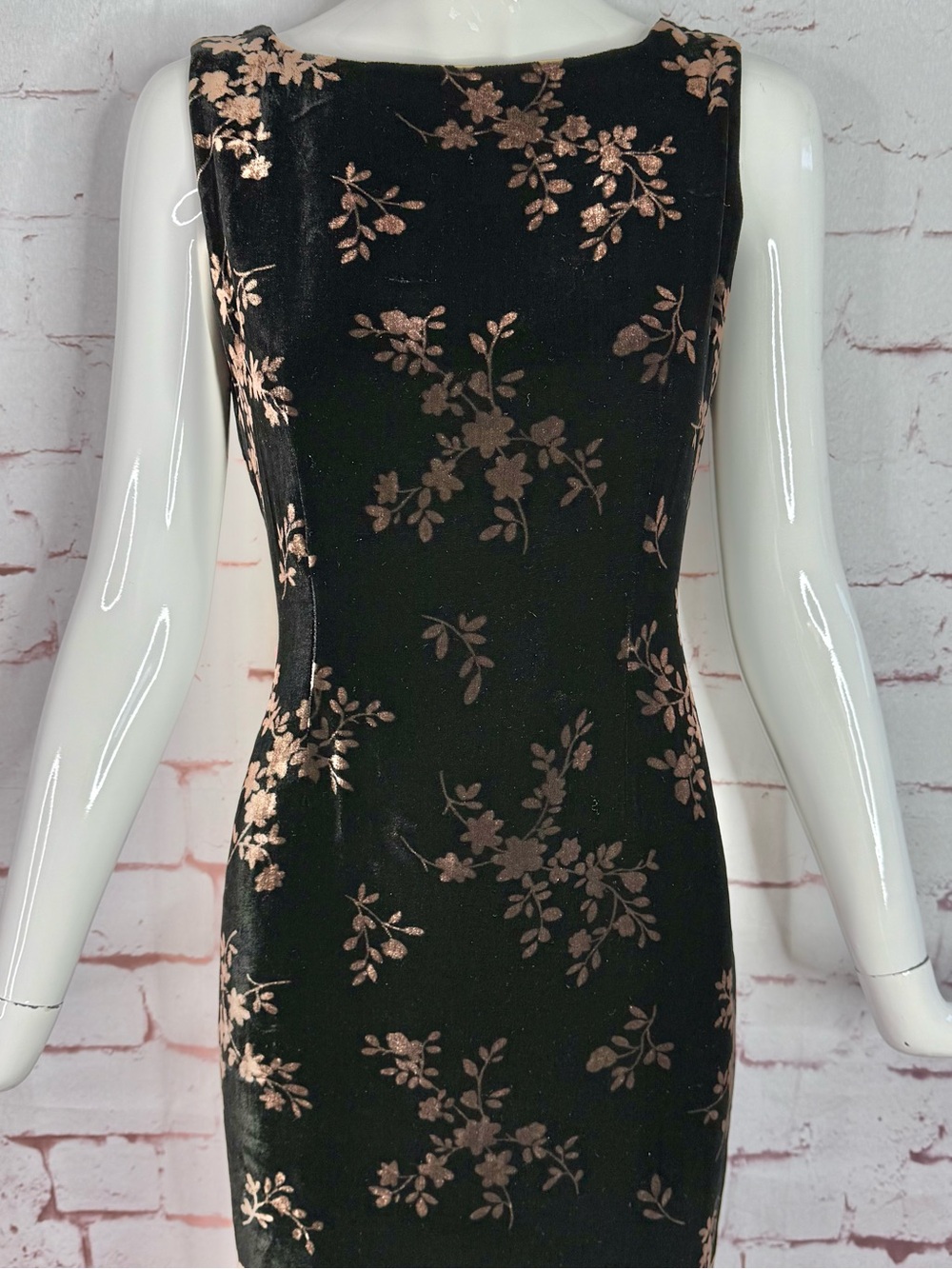 JONES NY EVENING 6P Black & Brown Velvet Design Sleeveless Sheath Midi Dress - Picture 16 of 16